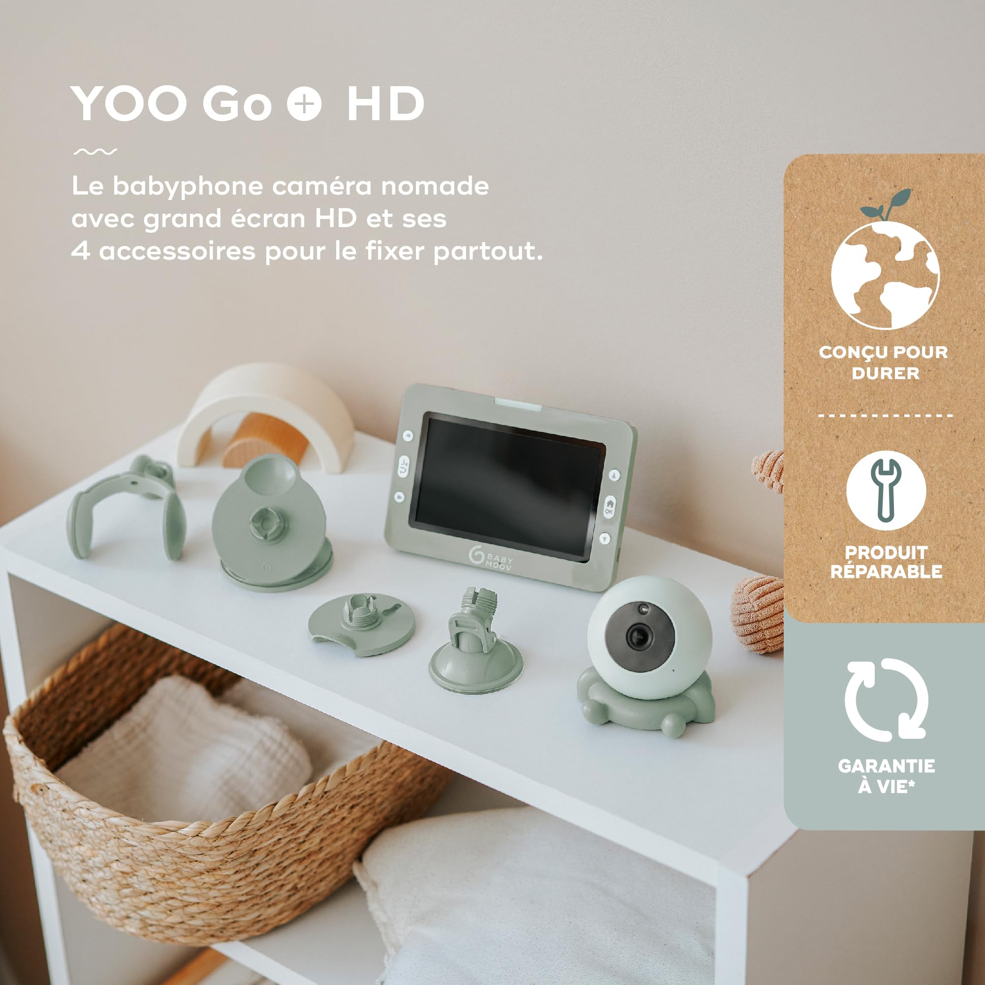 Babymoov YOO Go+ babyphone vidéo HD 5 pouces, caméra nomade