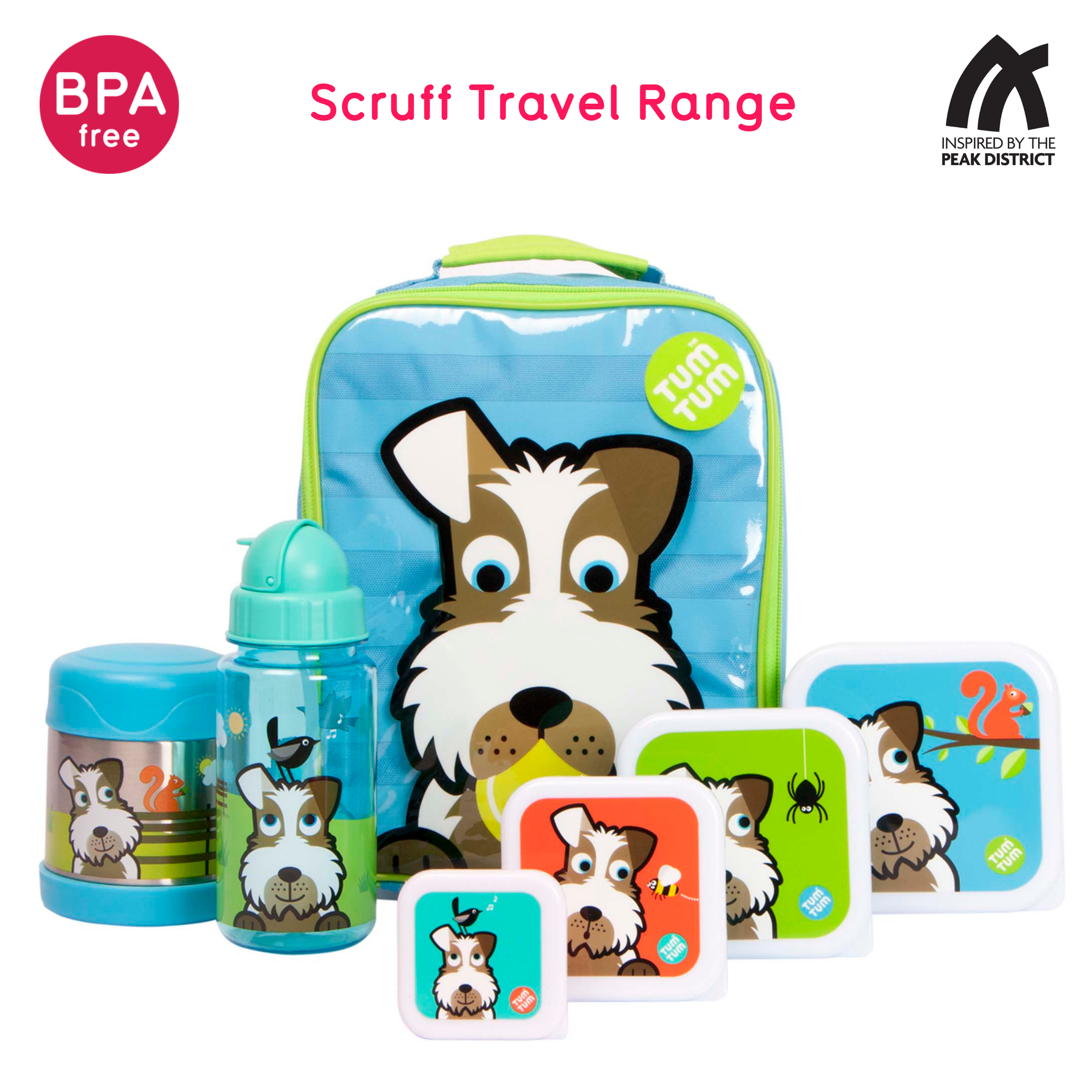 Tum Tum Lunch Boxes Set of 4 Nesting Snack Pots boîtes à goûter enfant Scruff the Dog