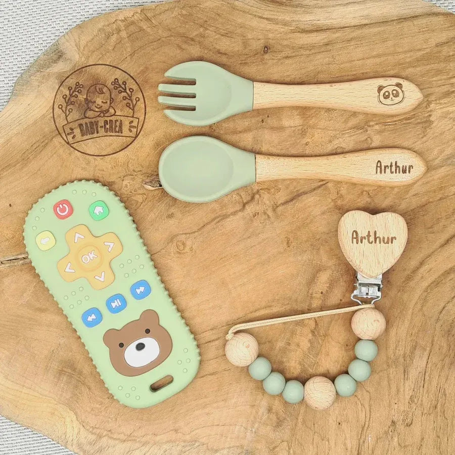 Baby-Crea Coffret naissance personnalisé coffret bébé rose pâle avec anneau télécommande