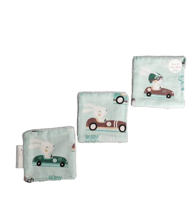 Rose et rêves dorés Lingettes en voiture lot de 3 en éponge bambou