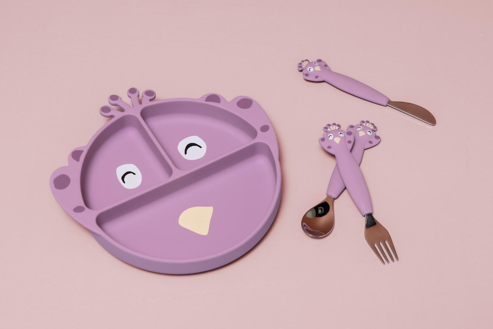 Trixie Baby Vaisselle Assiette avec ventouse en silicone et compartiments Mrs. Peacock