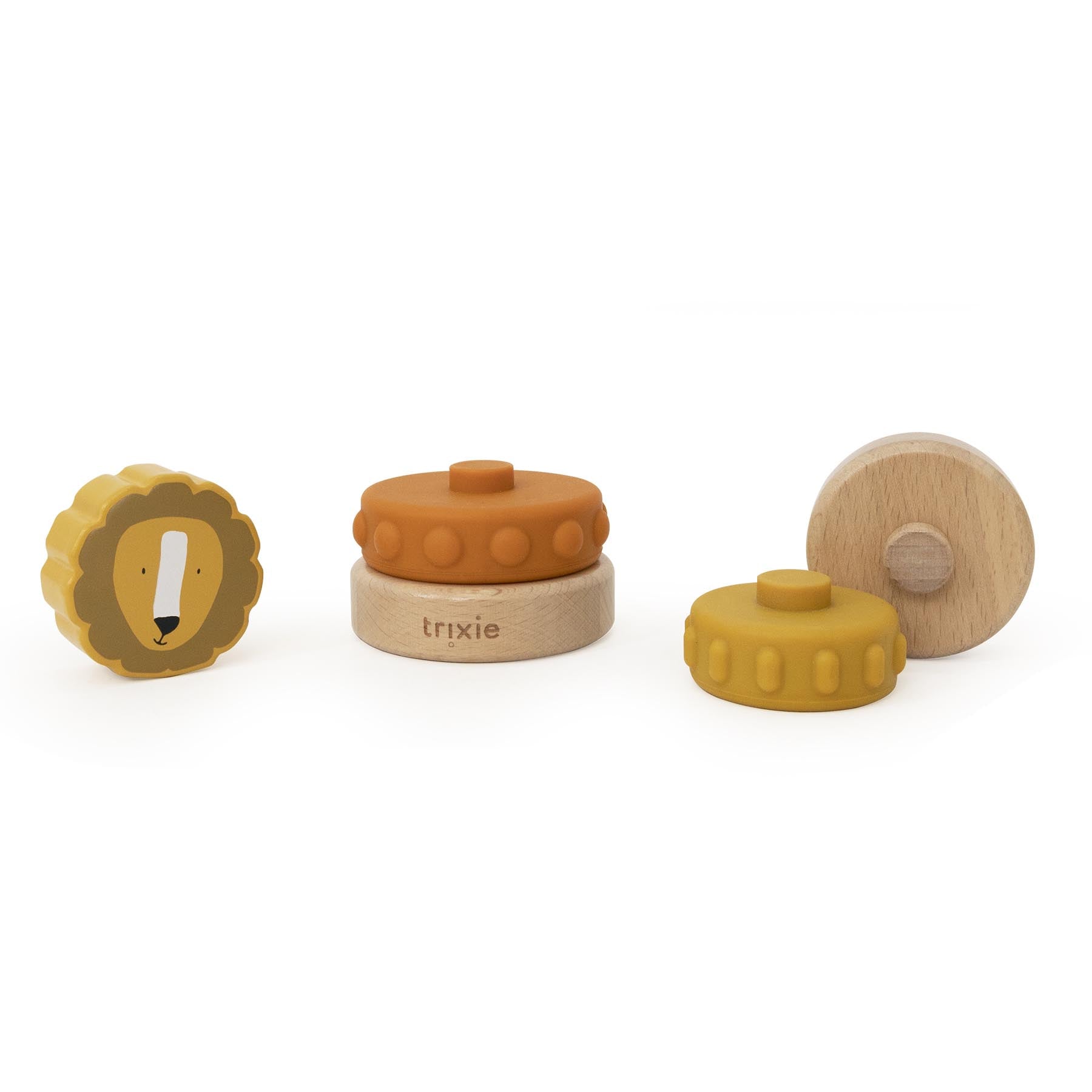 Trixie Baby Jouets à empiler Mr. Lion tour à empiler bois et silicone