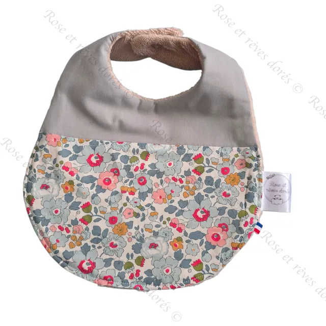 Rose et rêves dorés Bavoirs douces fleurs pour bébé absorbant