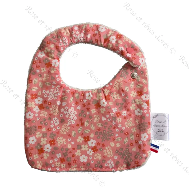 Rose et rêves dorés Bavoirs Bavoir bébé fleurs d’été