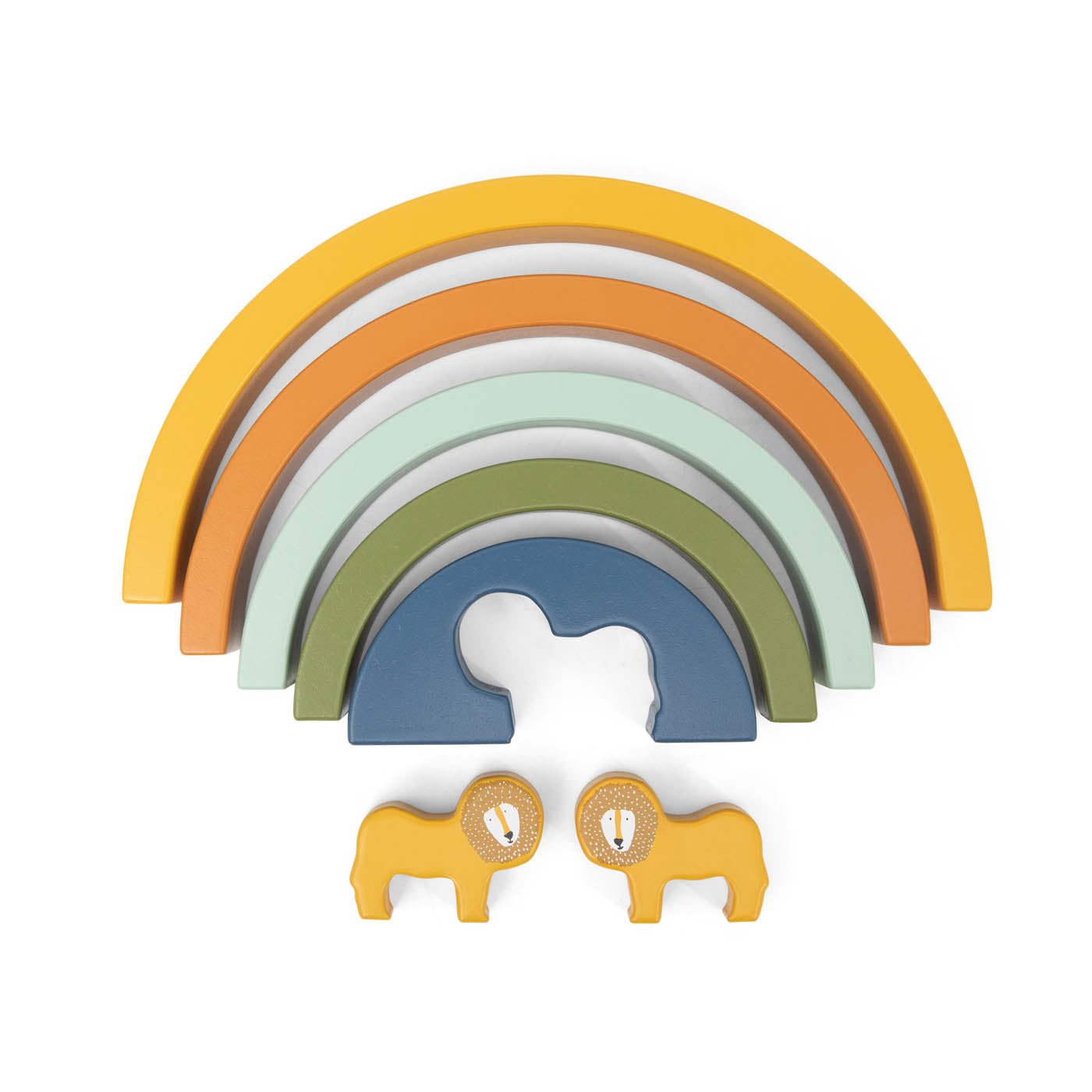 Trixie Baby Jouets à empiler Arc-en-ciel à empiler en bois Mr. Lion FSC
