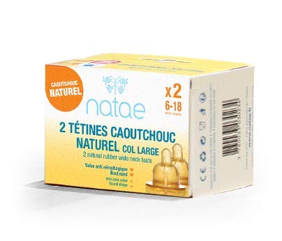 Natae Tétines tétine col large 6-18 mois caoutchouc naturel