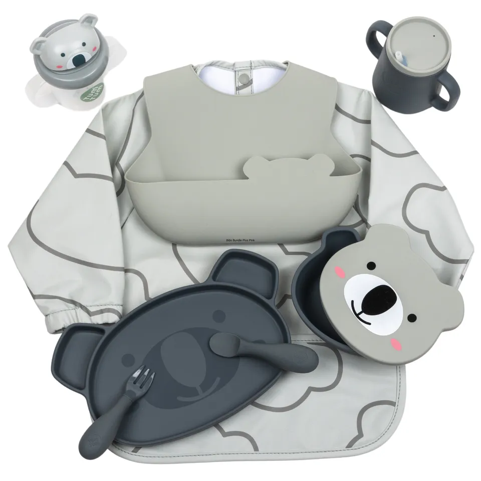Tum Tum Weaning Baby Weaning Bibs Bundle Plus Grey coffret repas bébé gris