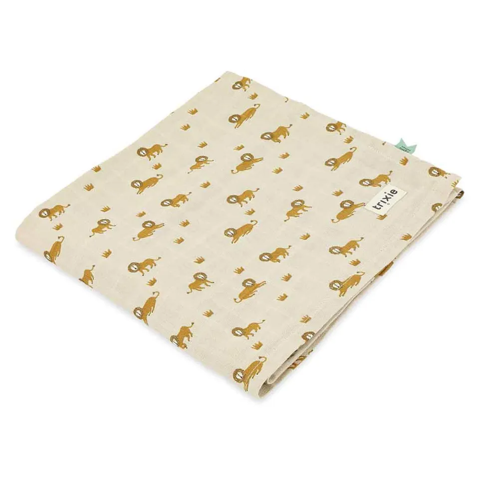 Trixie Baby Langes en mousseline Lange en mousseline 110x110cm Lively Lion coton bio