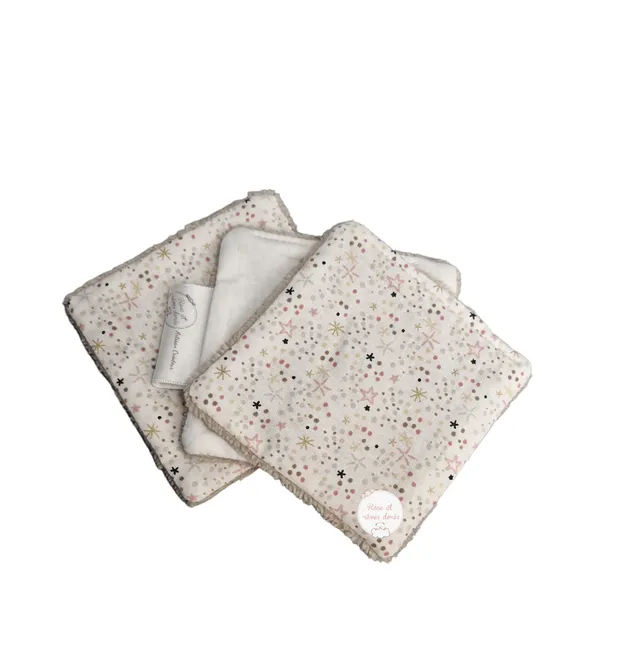 Rose et rêves dorés Lingettes, serviette visage, gants Lot de 3 lingettes mille étoiles