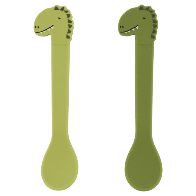 Trixie Baby Couverts Cuillère silicone 2-pack Mr. Dino alimentaire