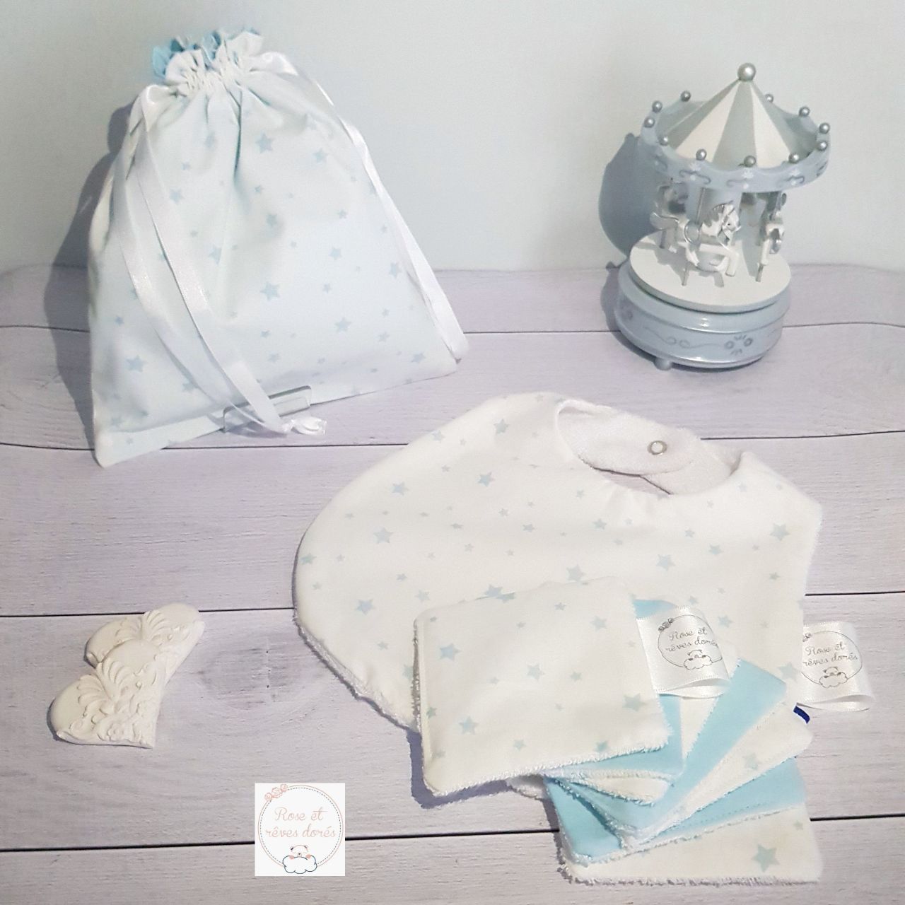 Rose et rêves dorés Lingettes collection Dragée lavables