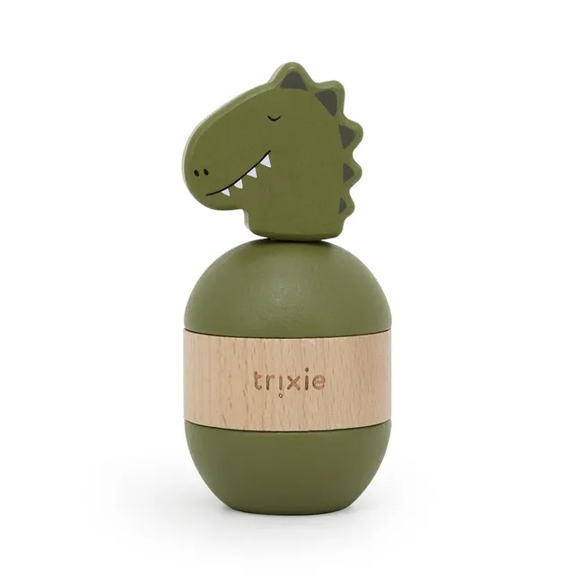 Trixie Baby Jouets à empiler jouet d’empilage avec hochet Mr. Dino en bois