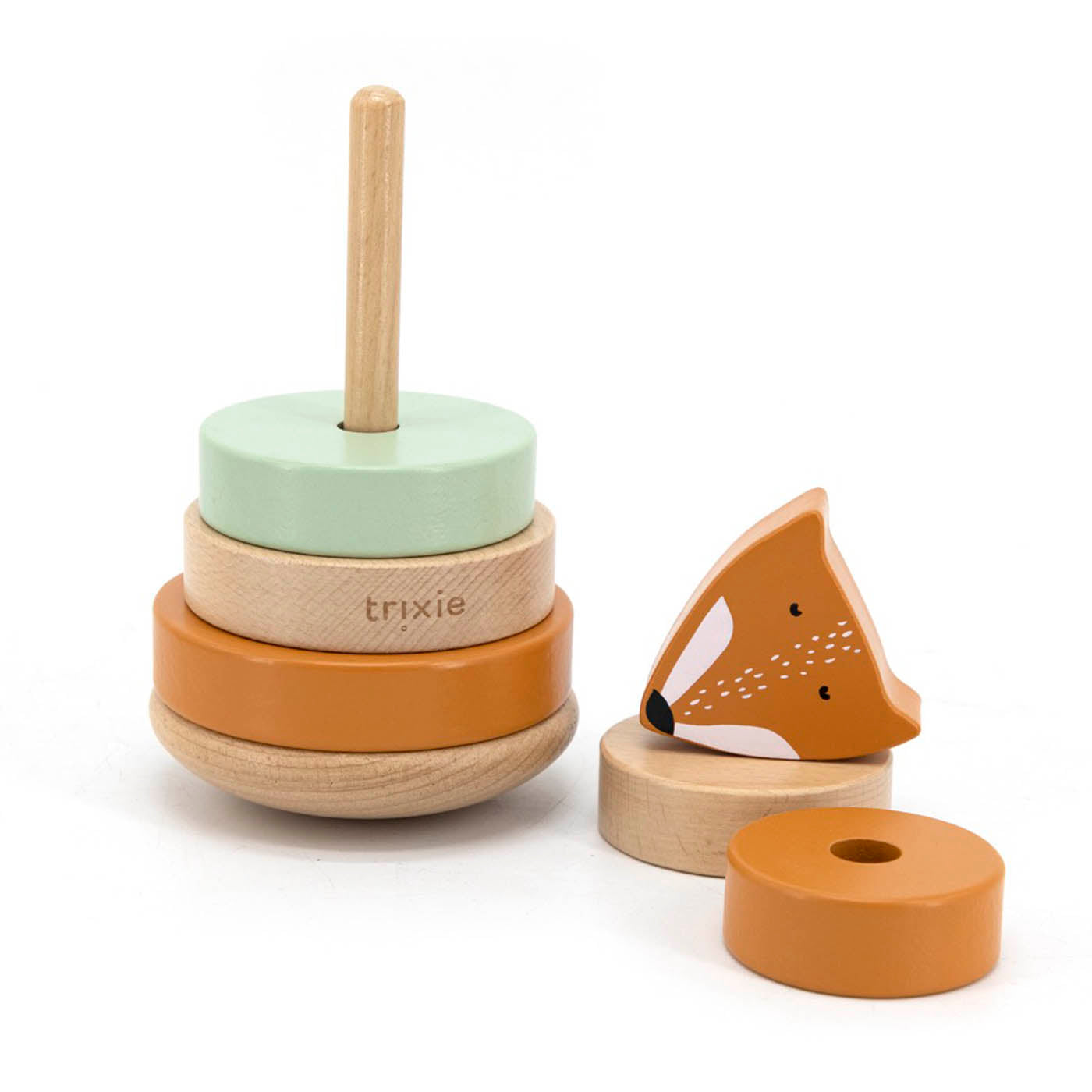 Trixie Baby Jouets à empiler Tour à empiler en bois Mr. Fox bois de hêtre
