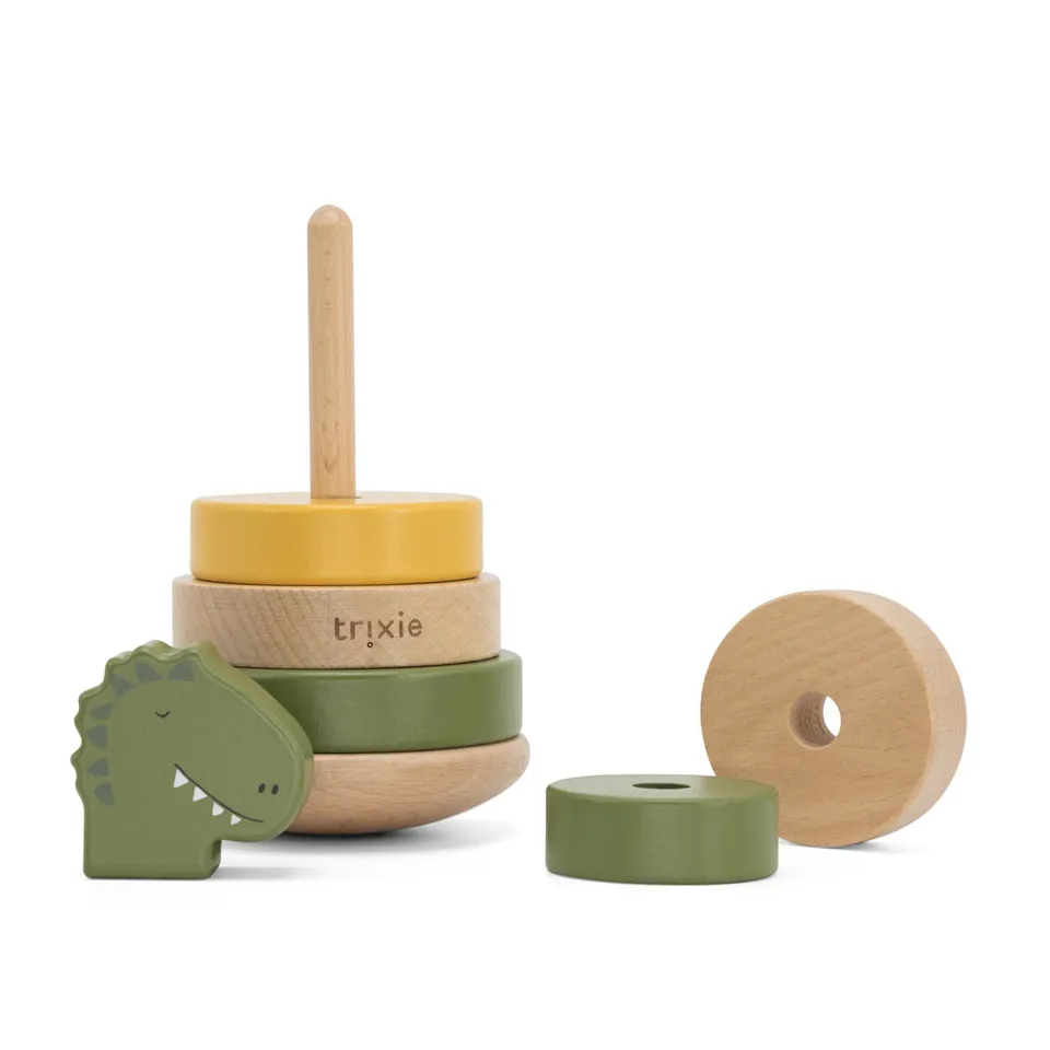 Trixie Baby Jouets à empiler tour à empiler en bois Mr. Dino