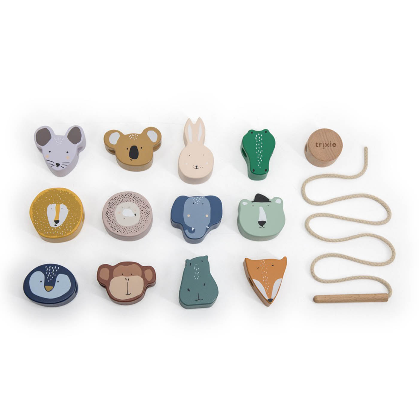 Trixie Baby Jouets d'activités Perles en bois animaux à enfiler