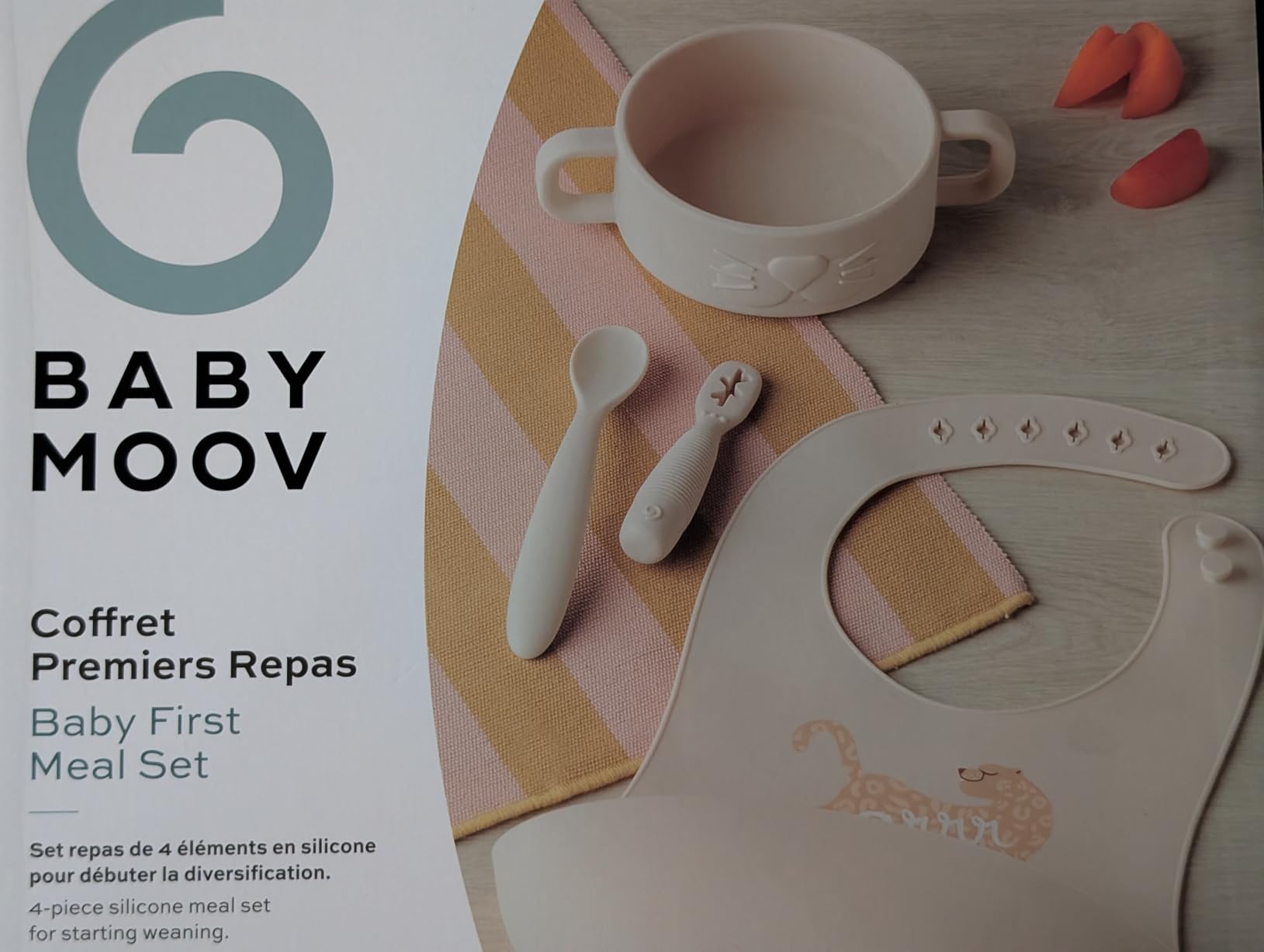 Babymoov coffret premiers repas bébé en silicone Mini Roar beige