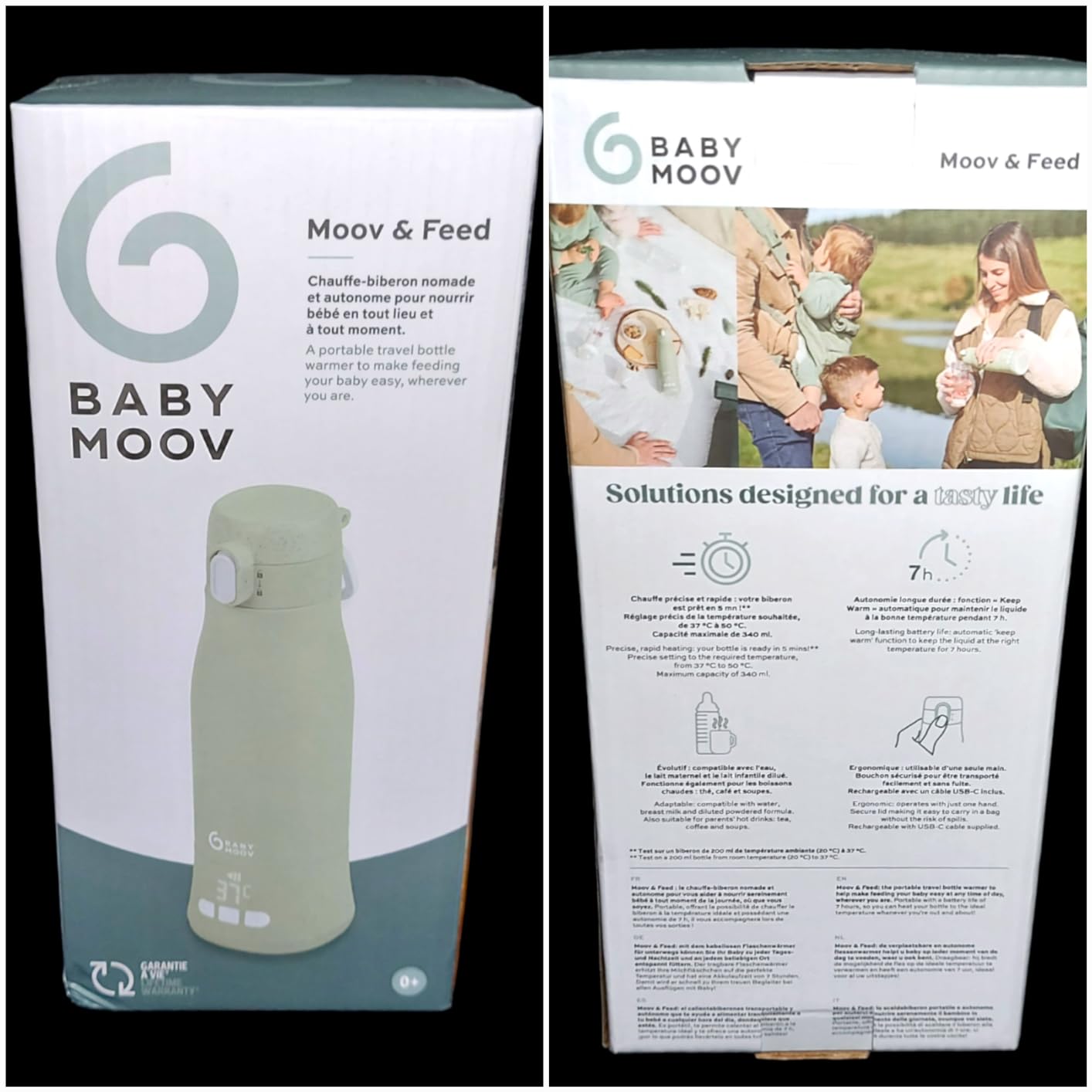 Babymoov Moov & Feed chauffe-biberon nomade beige 340 ml sans fil