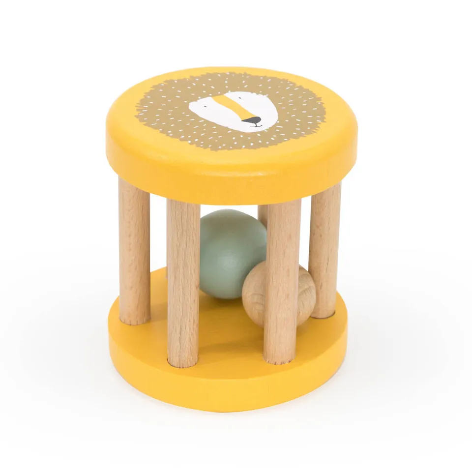 Trixie Baby Premiers jouets Hochet roulant en bois Mr. Lion