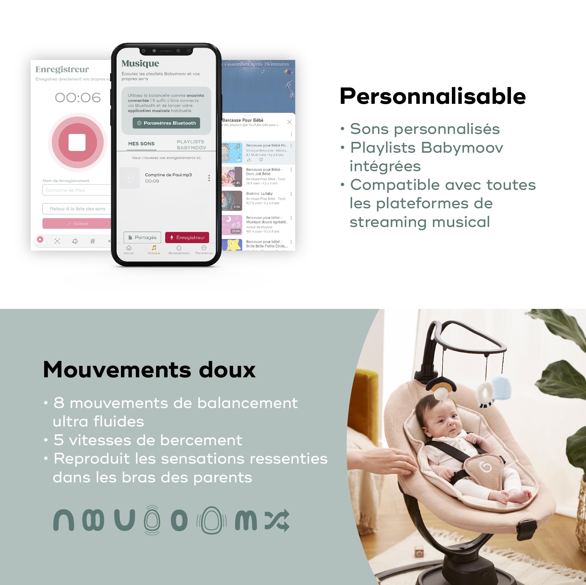 Babymoov Swoon Evolution balancelle électrique Mocca