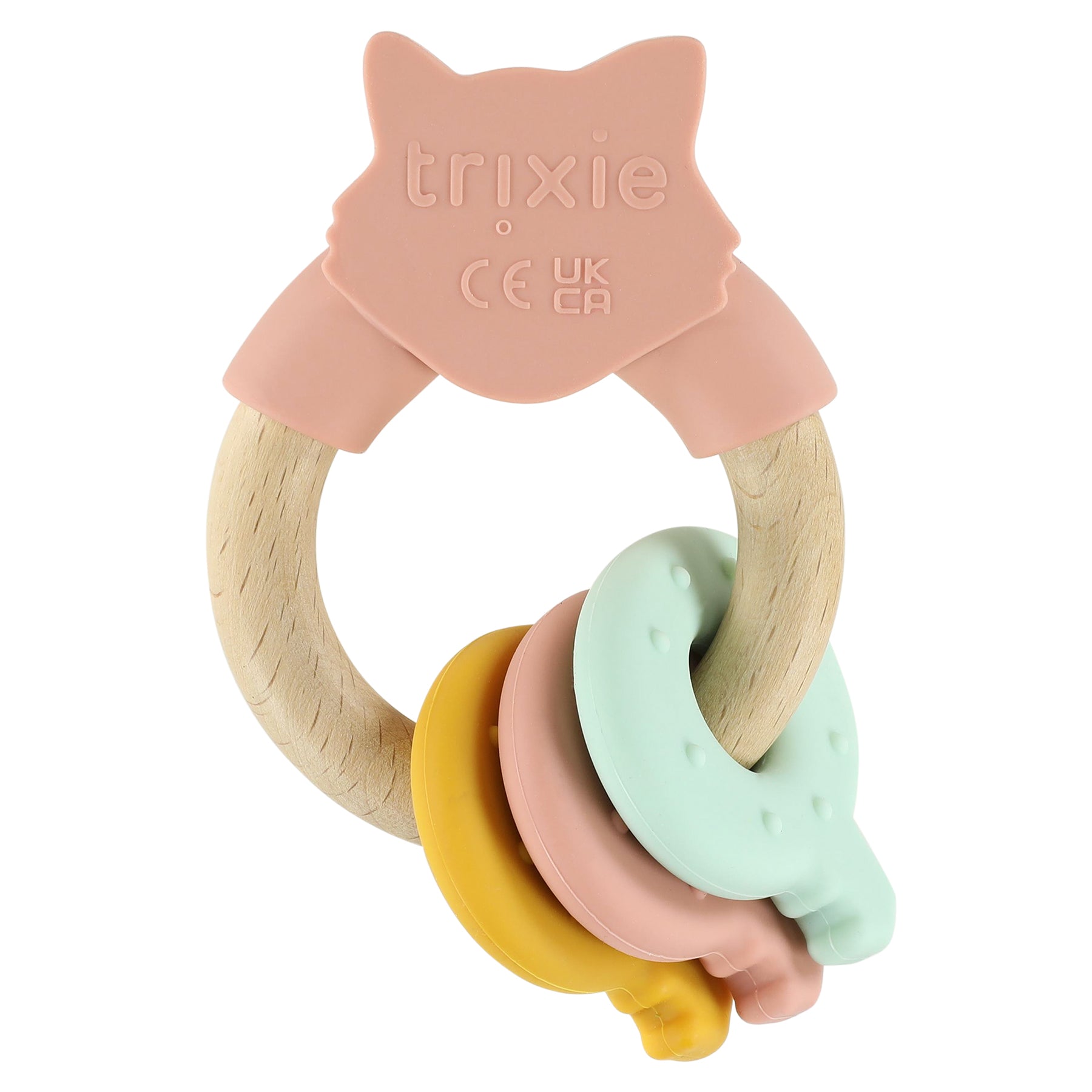Trixie Baby Premiers jouets Anneau d’activités Mrs. Cat en silicone et bois