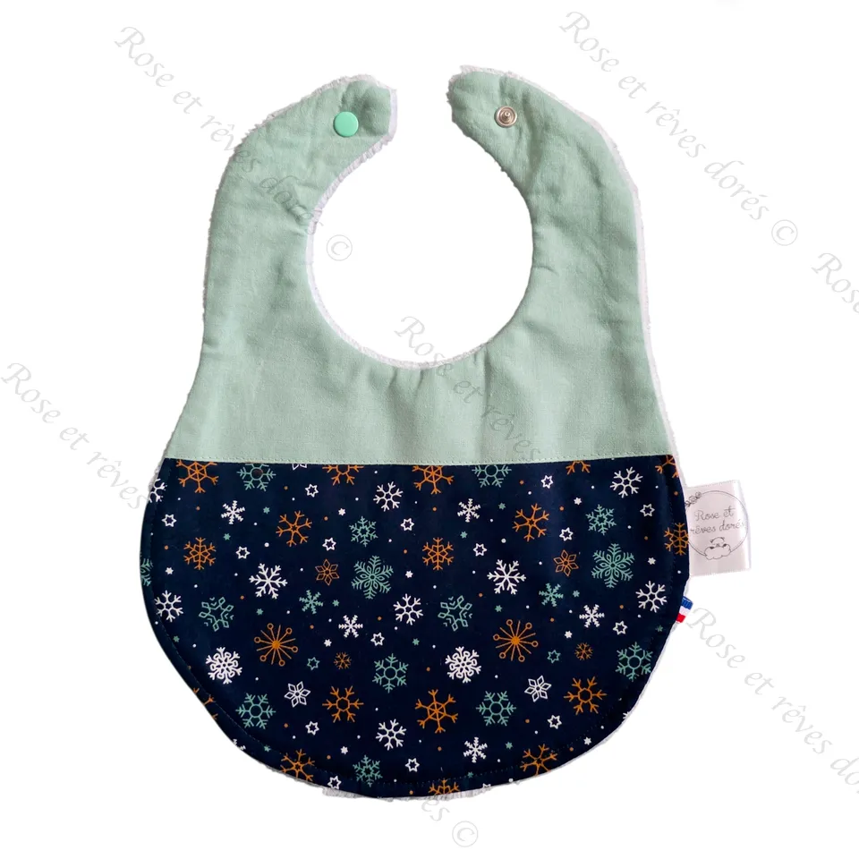Rose et rêves dorés Bavoirs Bavoir pour bébé flocons mint absorbant