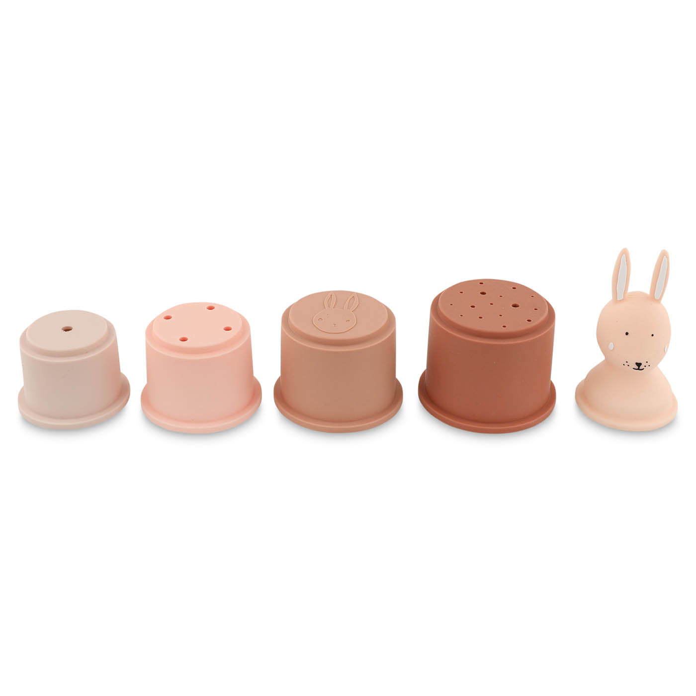 Trixie Baby Jouets à empiler Gobelets empilables 5 pièces Mrs. Rabbit silicone