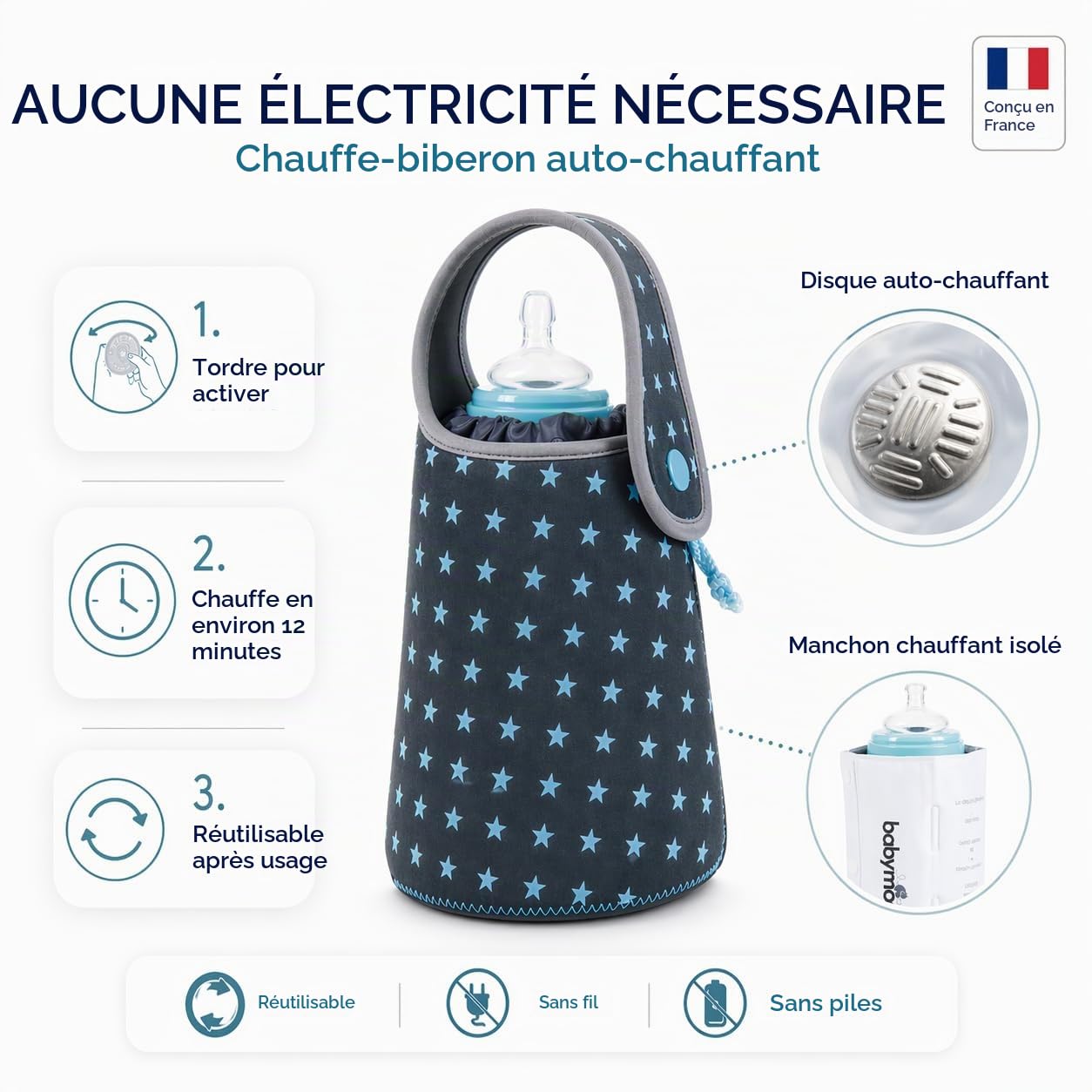 Babymoov Nutribaby Duo Meal chauffe-biberon autonome gris sans électricité