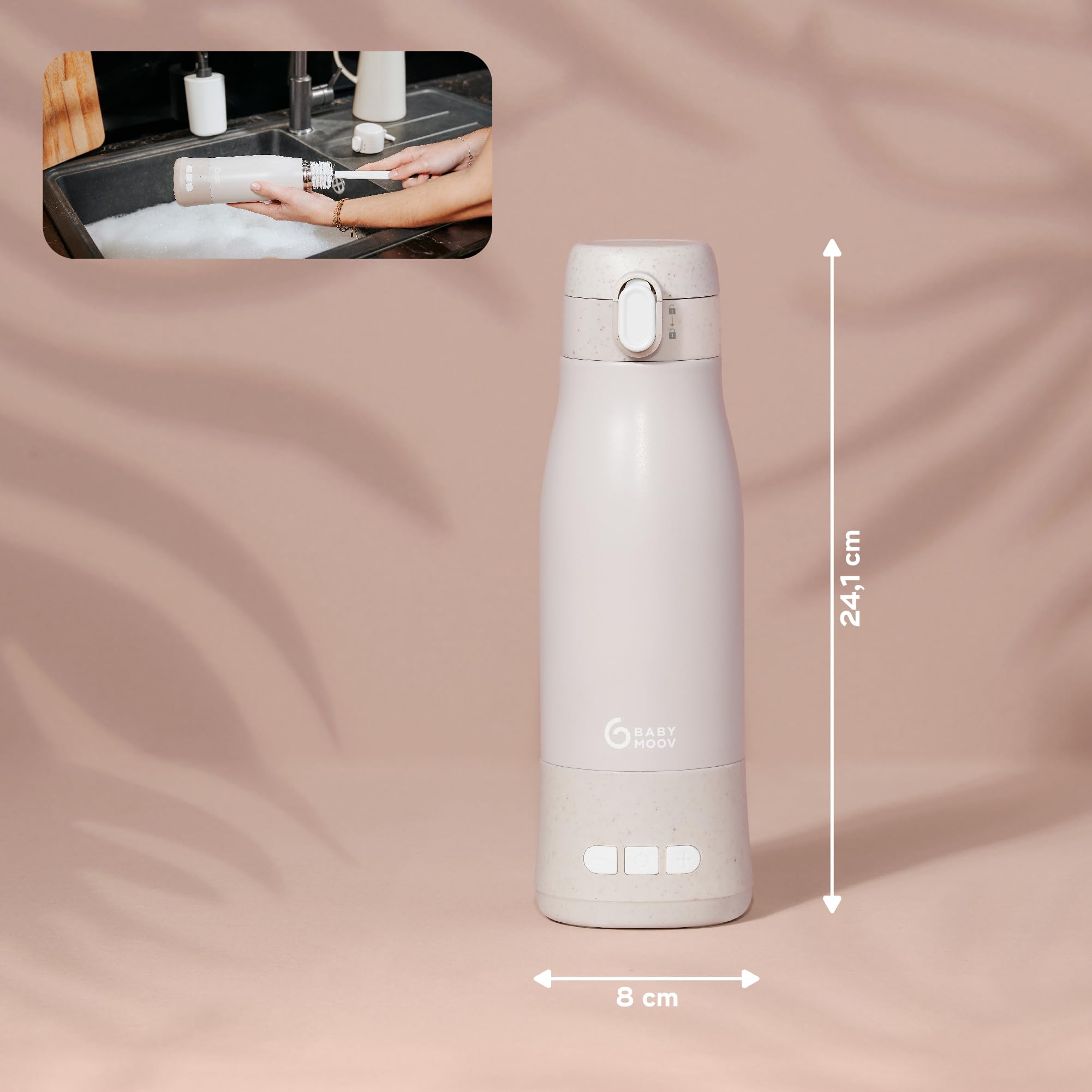 Babymoov Moov & Feed chauffe-biberon nomade beige 340 ml sans fil