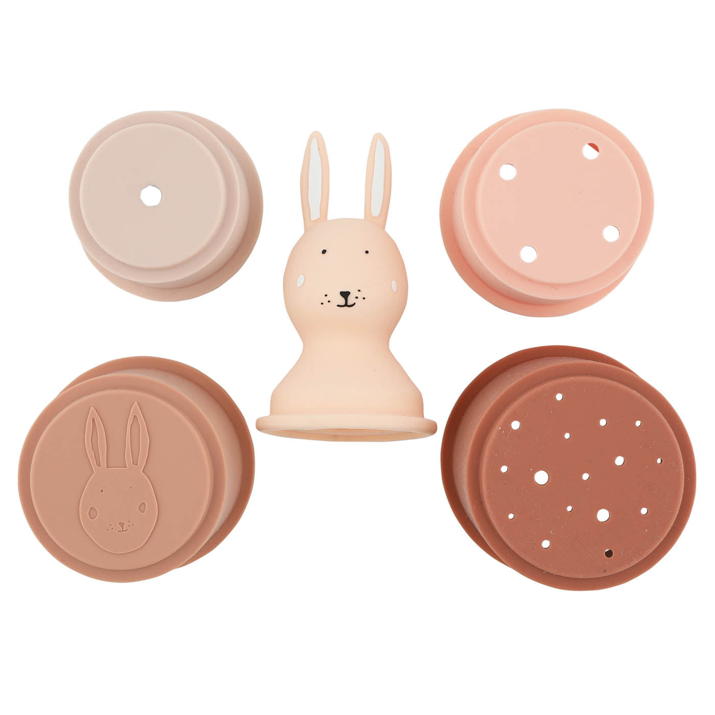 Trixie Baby Jouets à empiler Gobelets empilables 5 pièces Mrs. Rabbit silicone