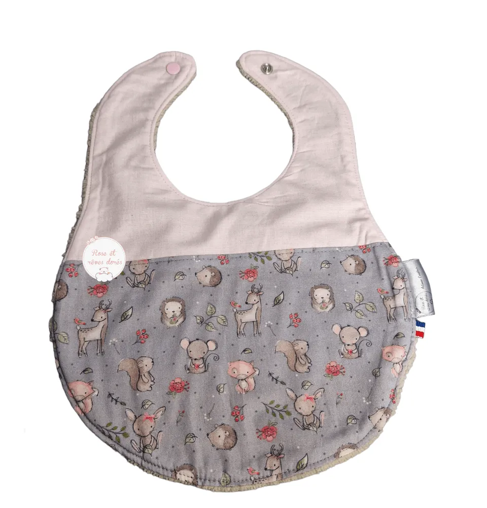 Rose et rêves dorés Bavoirs Bavoir bébé adorables animaux coton bambou