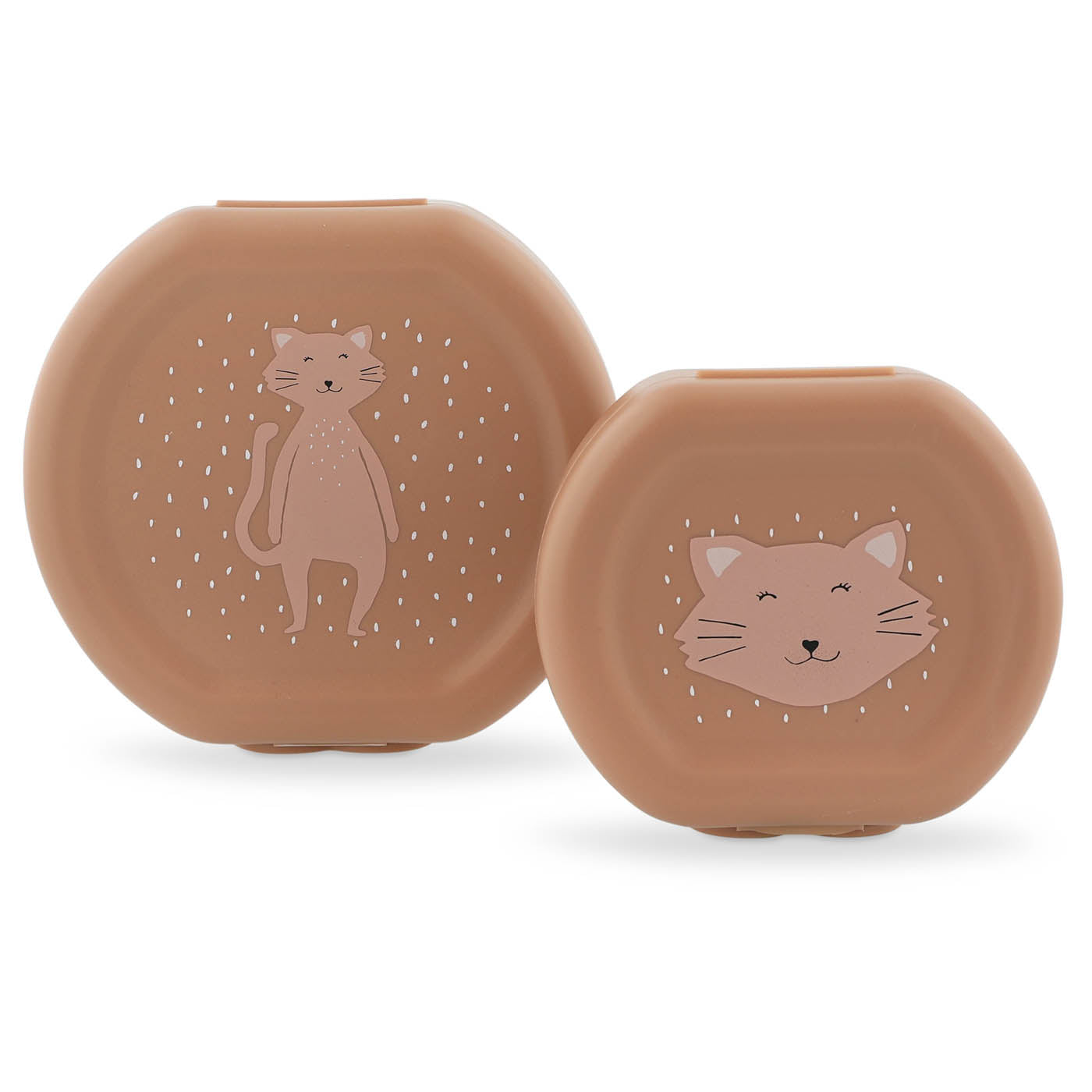 Trixie Baby Boîtes à goûter à clip Mrs. Cat, lot de 2, lavables au lave-vaisselle