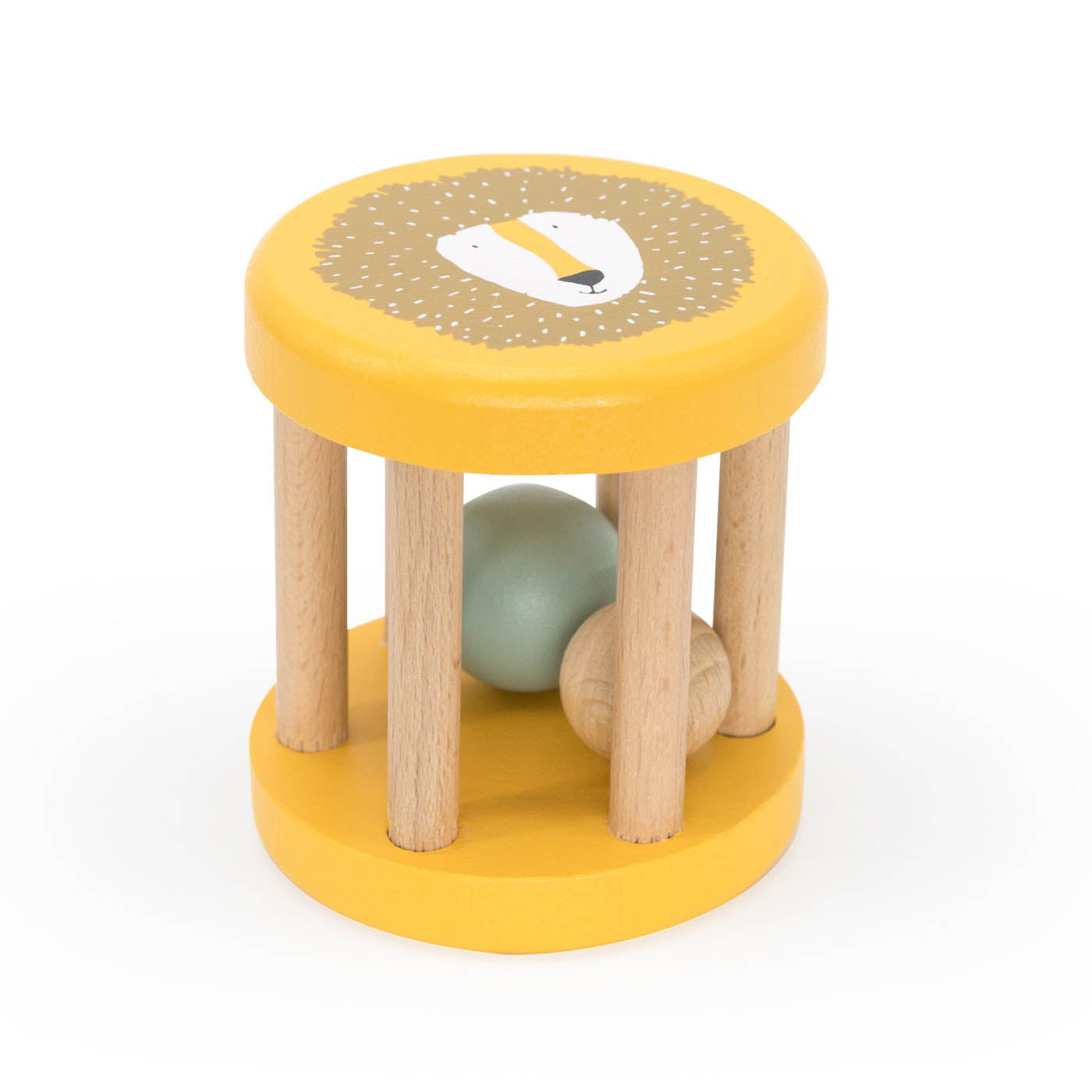 Trixie Baby Premiers jouets Hochet roulant en bois Mr. Lion