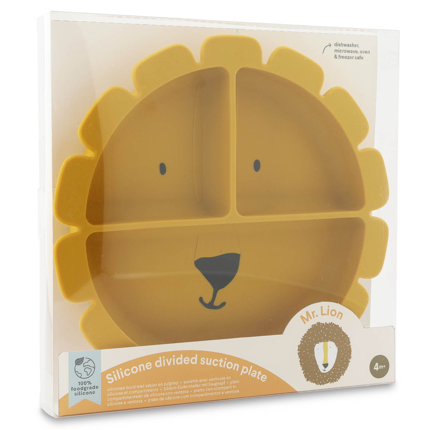 Trixie Baby Vaisselle Assiette avec ventouse en silicone et compartiments Mr. Lion compartiments