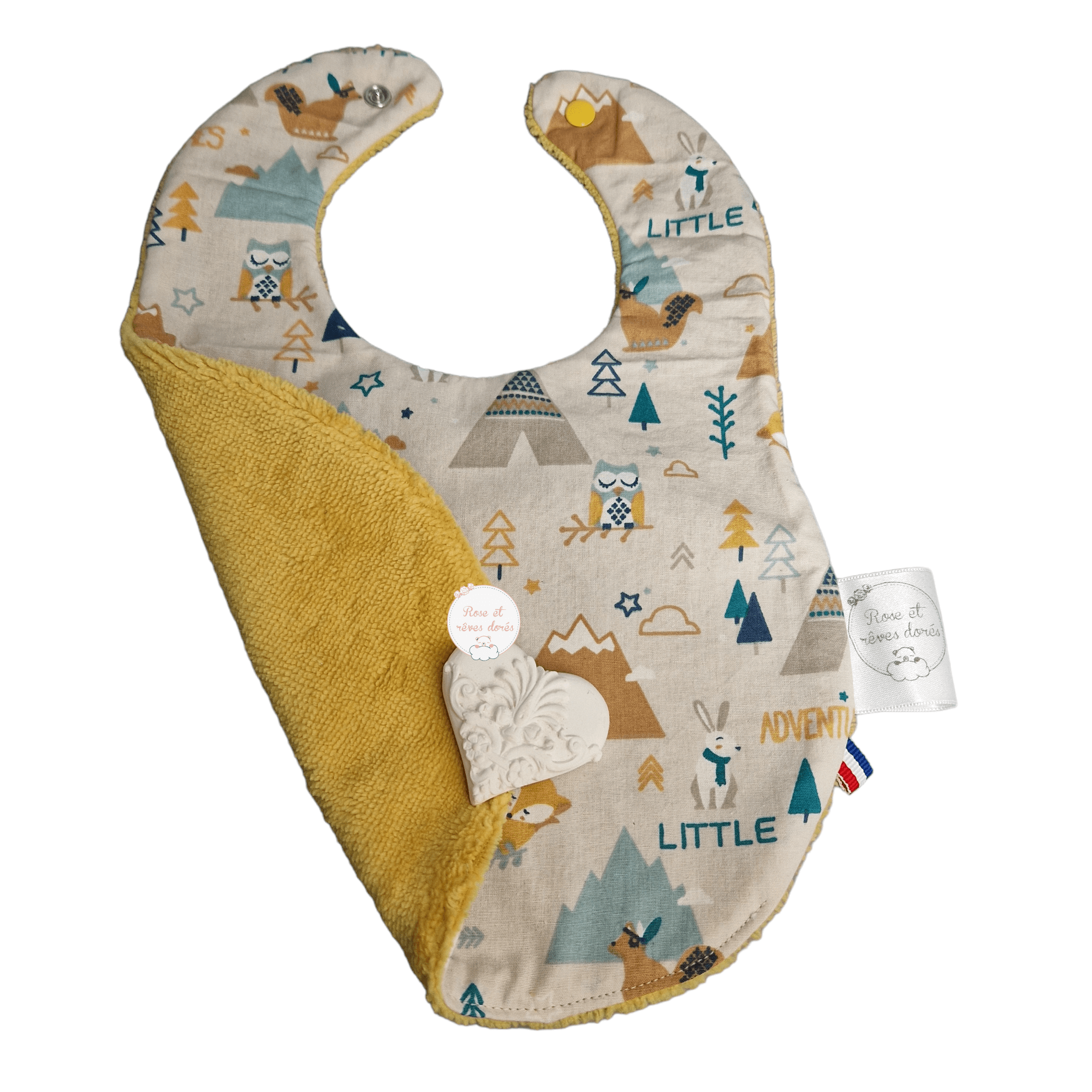 Rose et rêves dorés Bavoirs tipis et animaux bavoir coton bambou