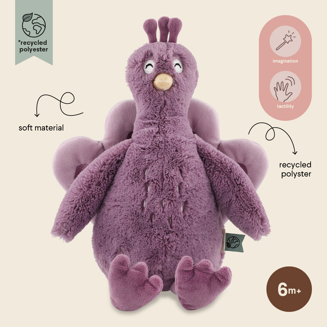 Trixie Baby Premiers jouets Animal en peluche grande Mrs. Peacock peluche