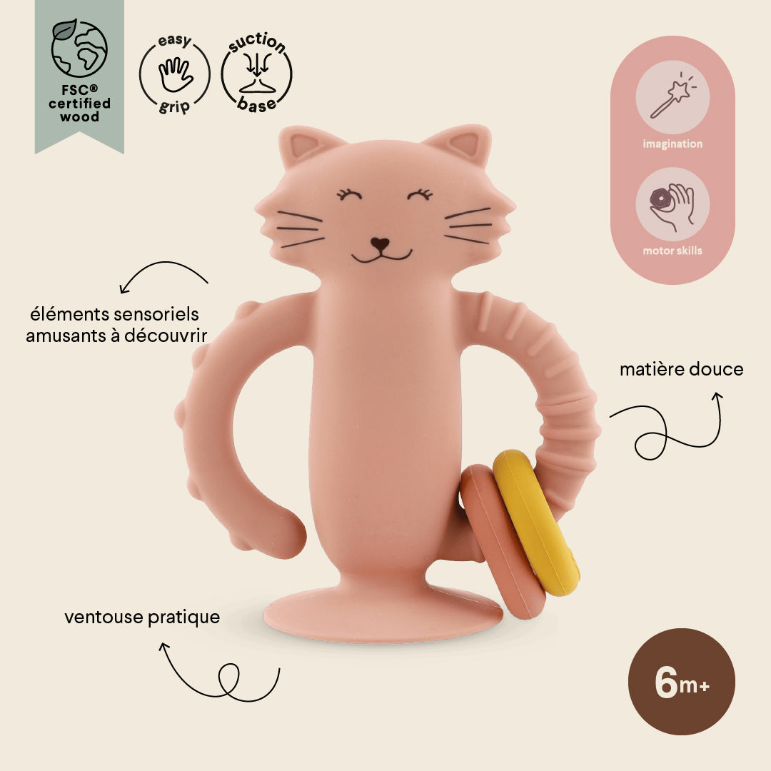 Trixie Baby Jouets sensoriels Jouet sensoriel en silicone avec ventouse Mrs. Cat