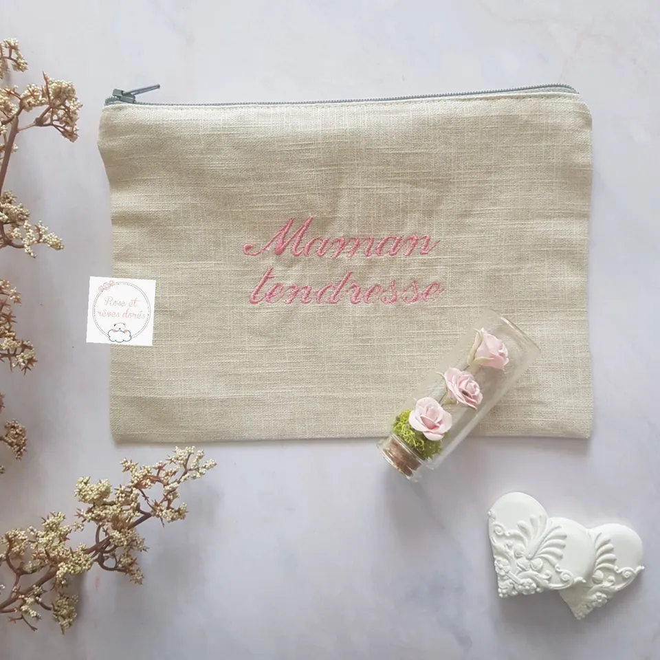 Rose et rêves dorés Pochettes et trousses diverses Pochette Maman tendresse (Liberty) pochette doublée coton