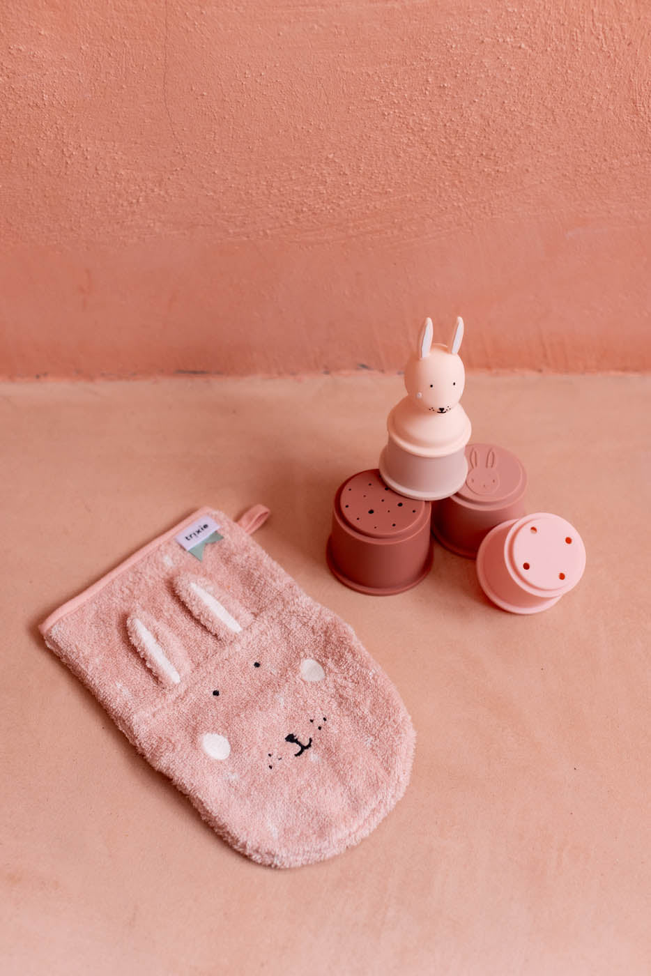 Trixie Baby Gants de toilette Mrs. Cat Mrs. Rabbit lot de 2 coton bio