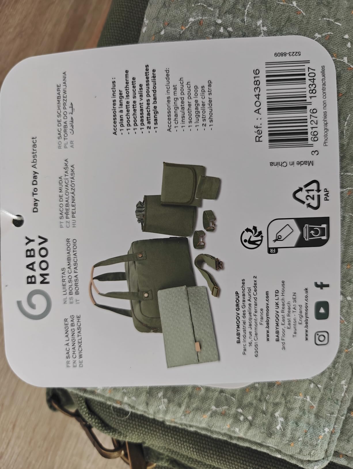 Babymoov Moov / Moov & Day to Day sac à langer 23 L Palm 2 en 1