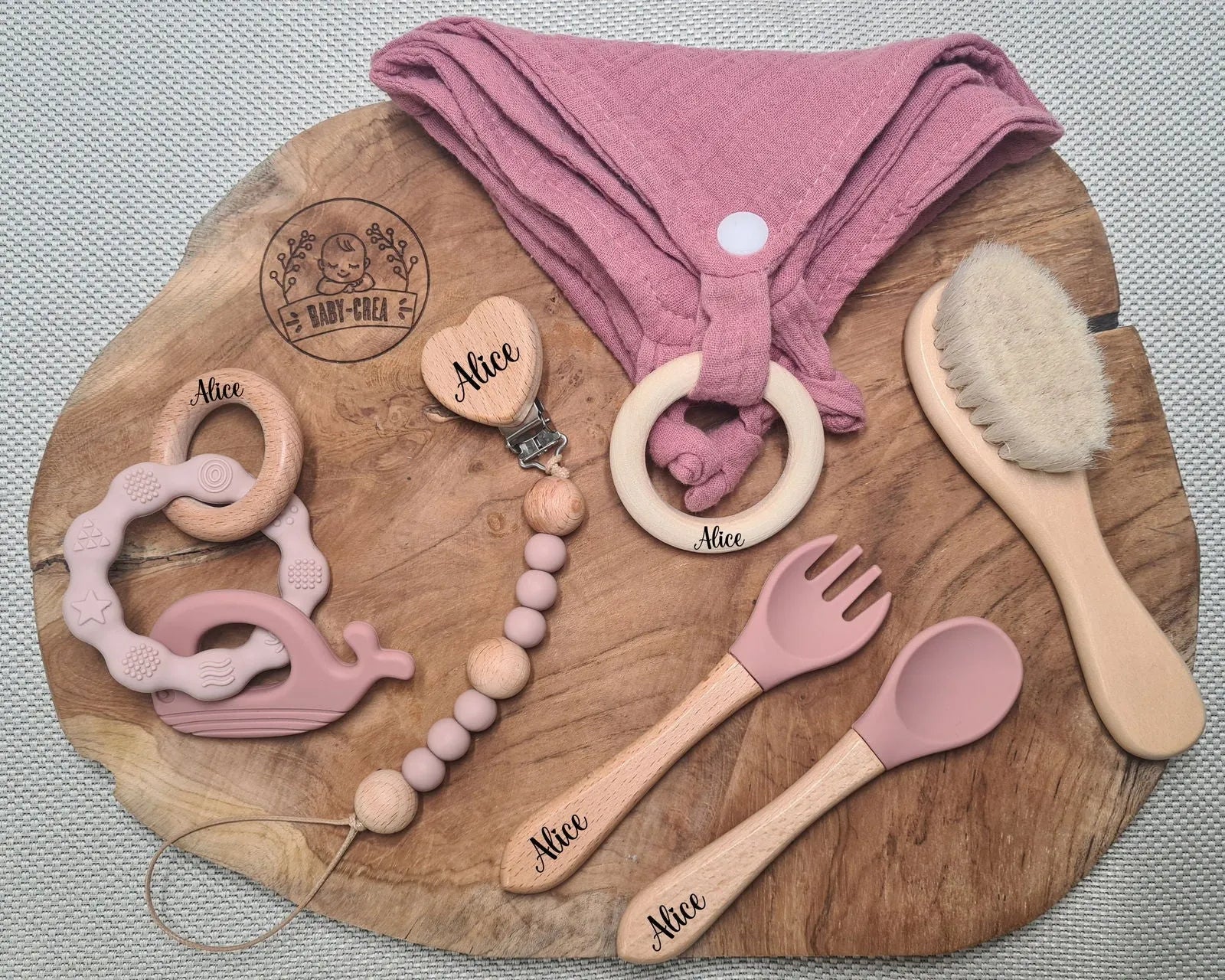 Baby-Crea Coffret naissance personnalisé édition Dauphin vert olive