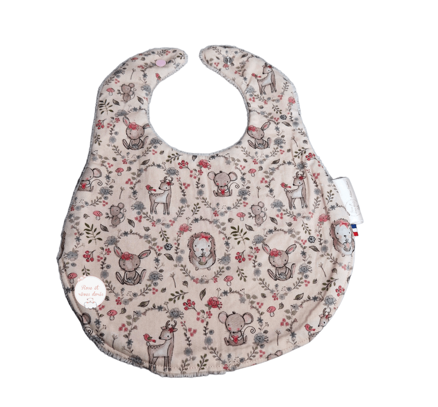 Rose et rêves dorés Bavoirs Trio de bavoir bébé doux animaux lot de 3