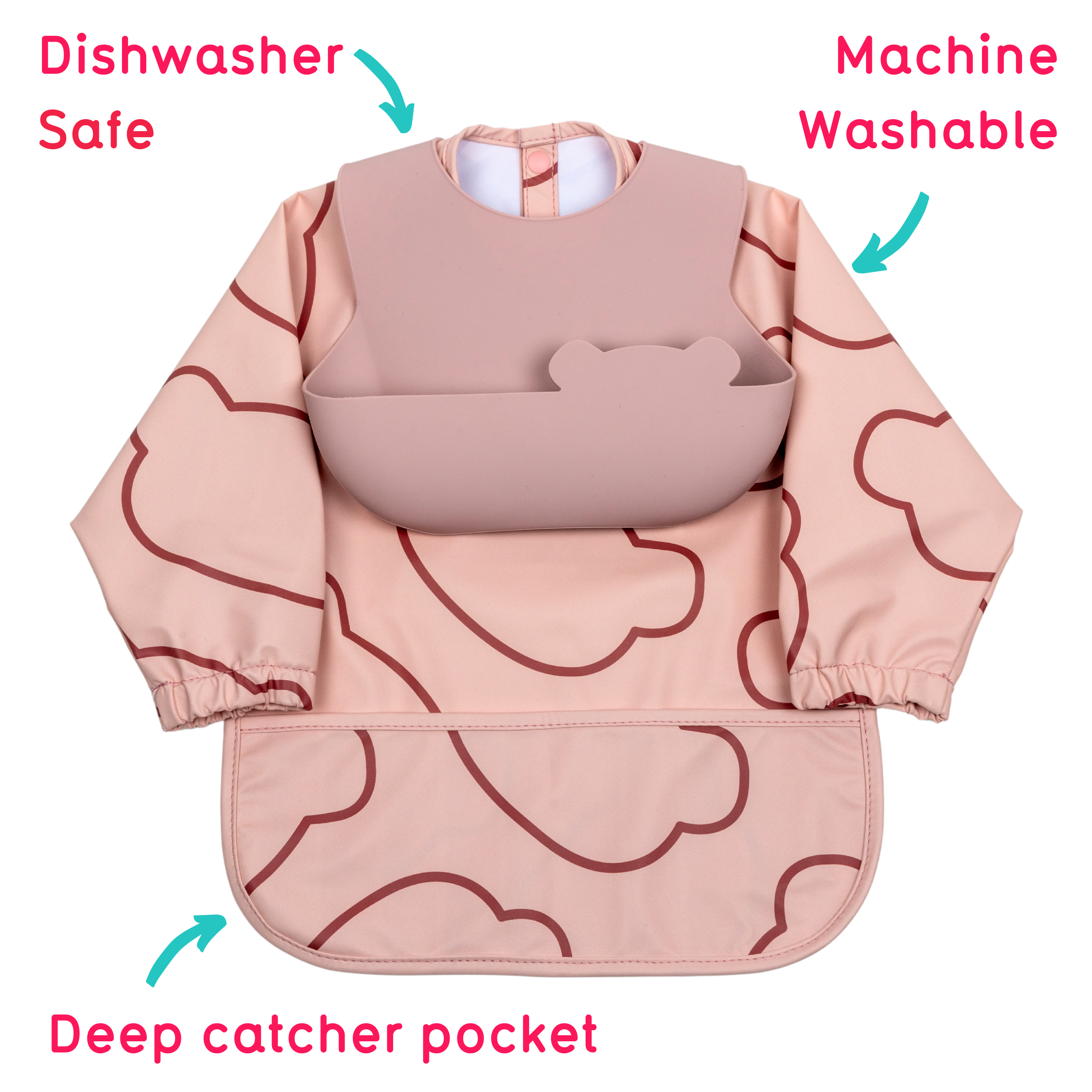Tum Tum Bibs Double Up Bibs Set ensemble de bavoirs rose 2 pièces