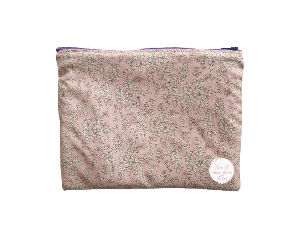 Rose et rêves dorés Pochettes et trousses diverses Pochette tendresse Liberty 24,5 x 19 cm