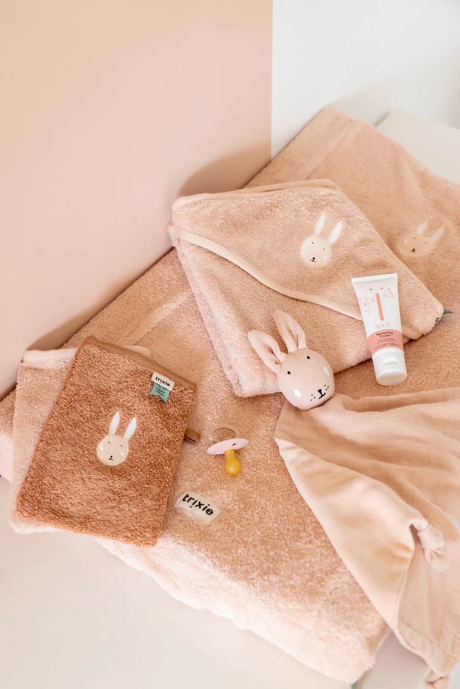 Trixie Baby Gants de toilette Aura Rabbit 2 pièces coton biologique