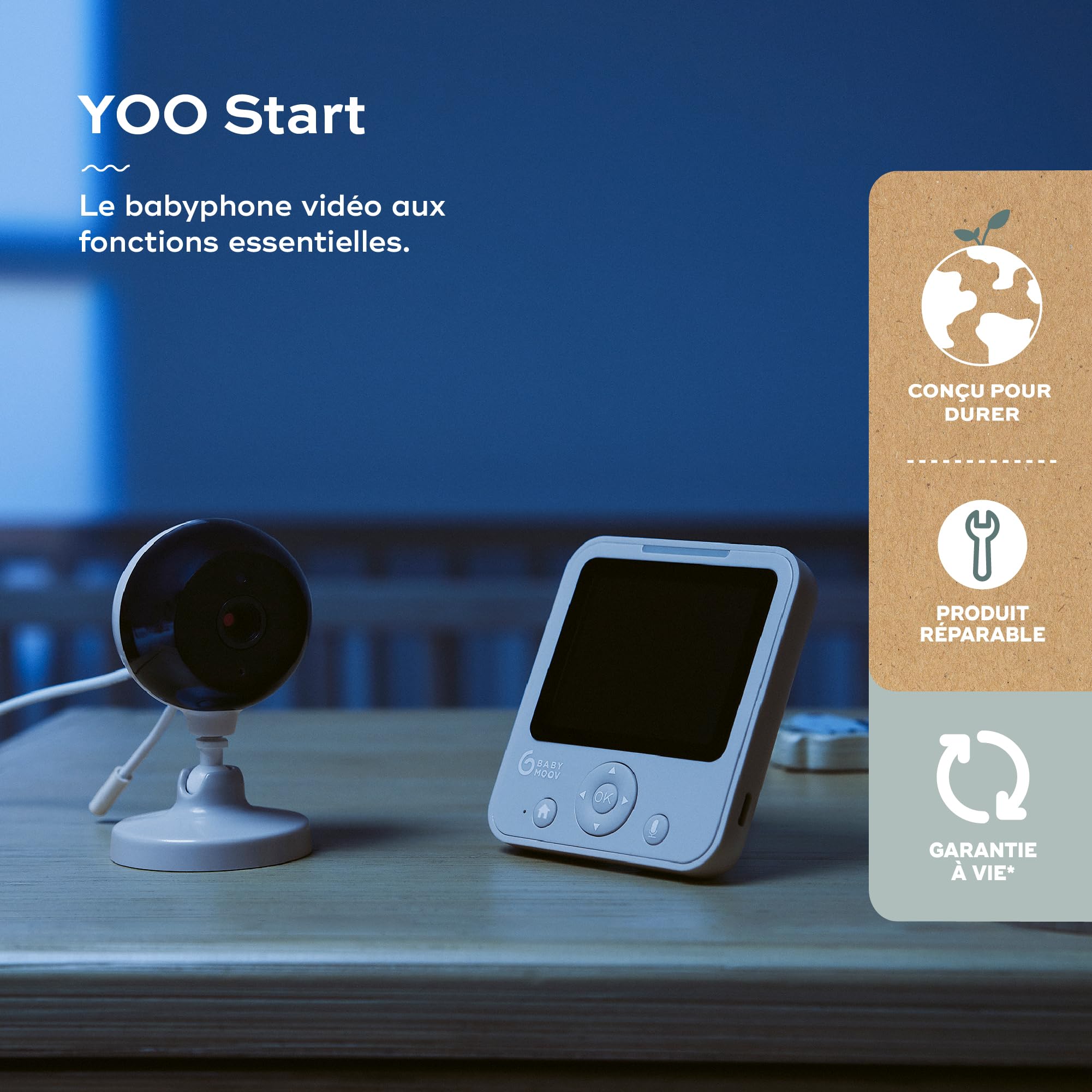Babymoov YOO Start babyphone vidéo 300 m avec vision nocturne
