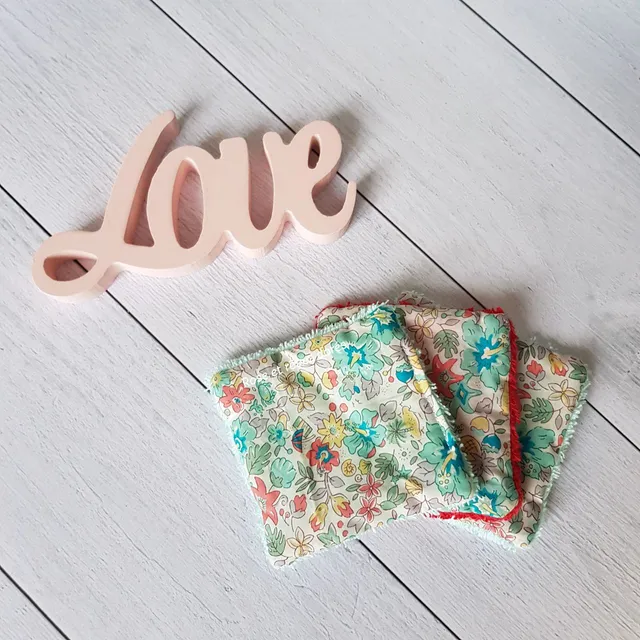 Rose et rêves dorés Aloha lingettes lavables lot de 3 coton et éponge