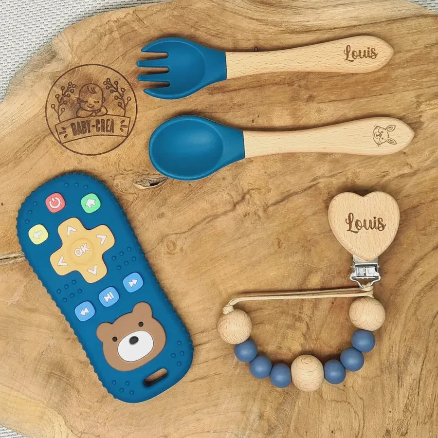 Baby-Crea Coffret naissance personnalisé coffret bébé rose pâle avec anneau télécommande