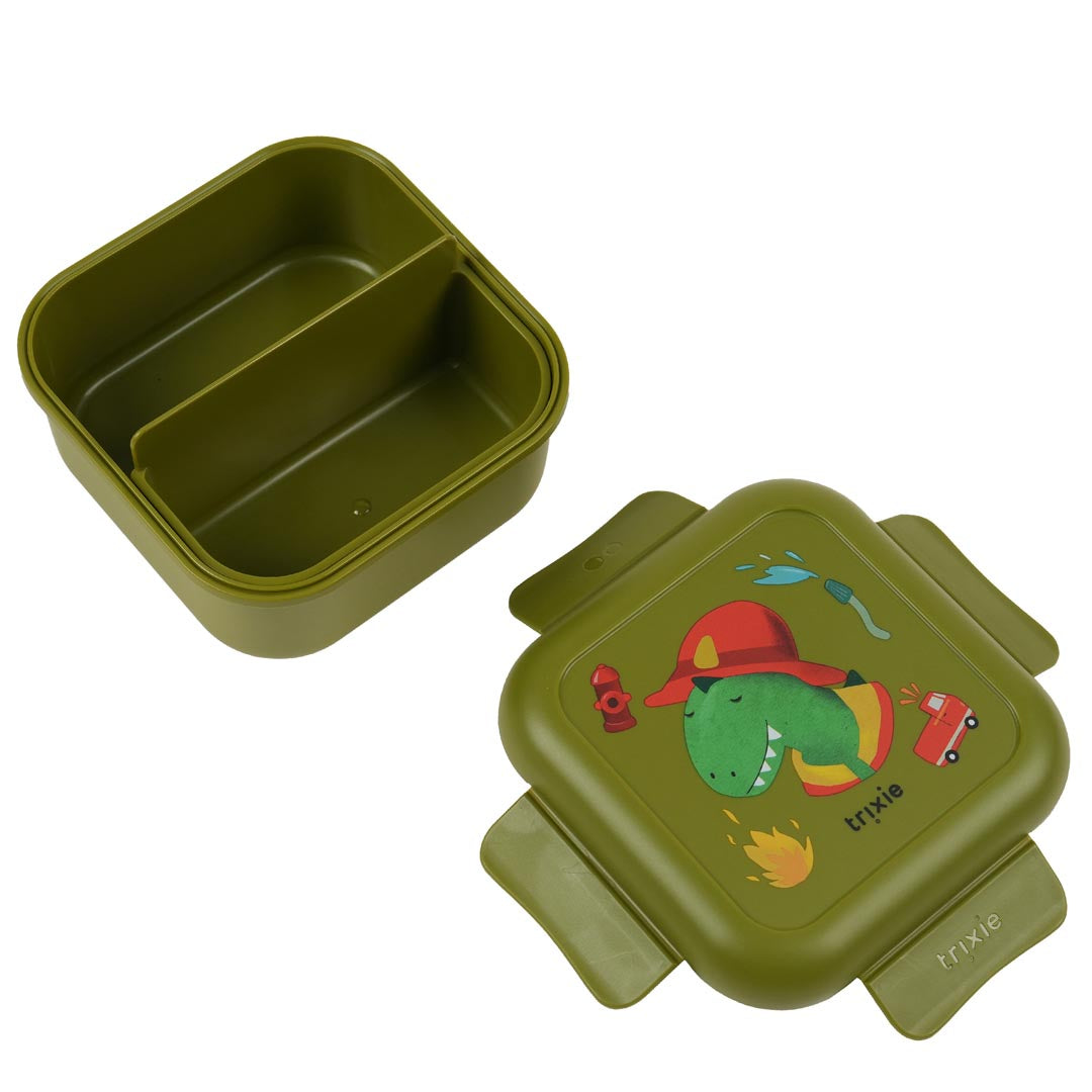 Trixie Baby Boîtes à goûter et boîtes repas Boîtes à goûter avec clips Fireman Mr. Dino