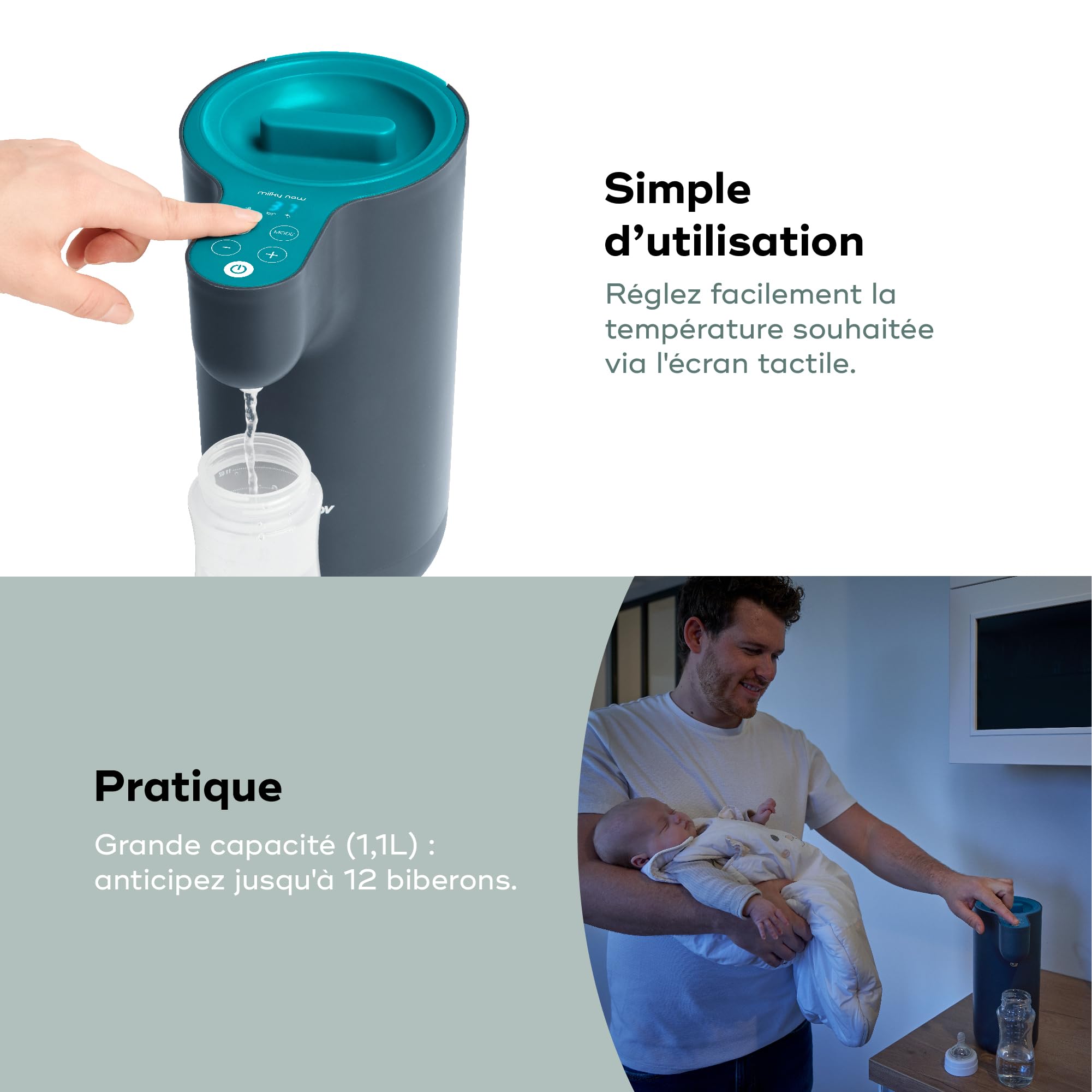 Babymoov Nutribaby / Duo Meal Milky Now préparateur de biberons bleu