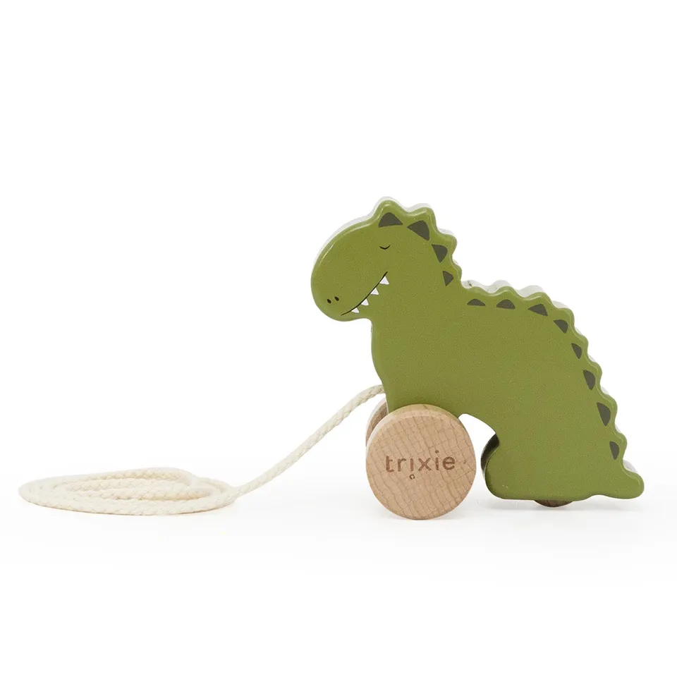 Trixie Baby Jouets à pousser et à tirer Petit jouet à tirer en bois Mr. Dino jouet FSC